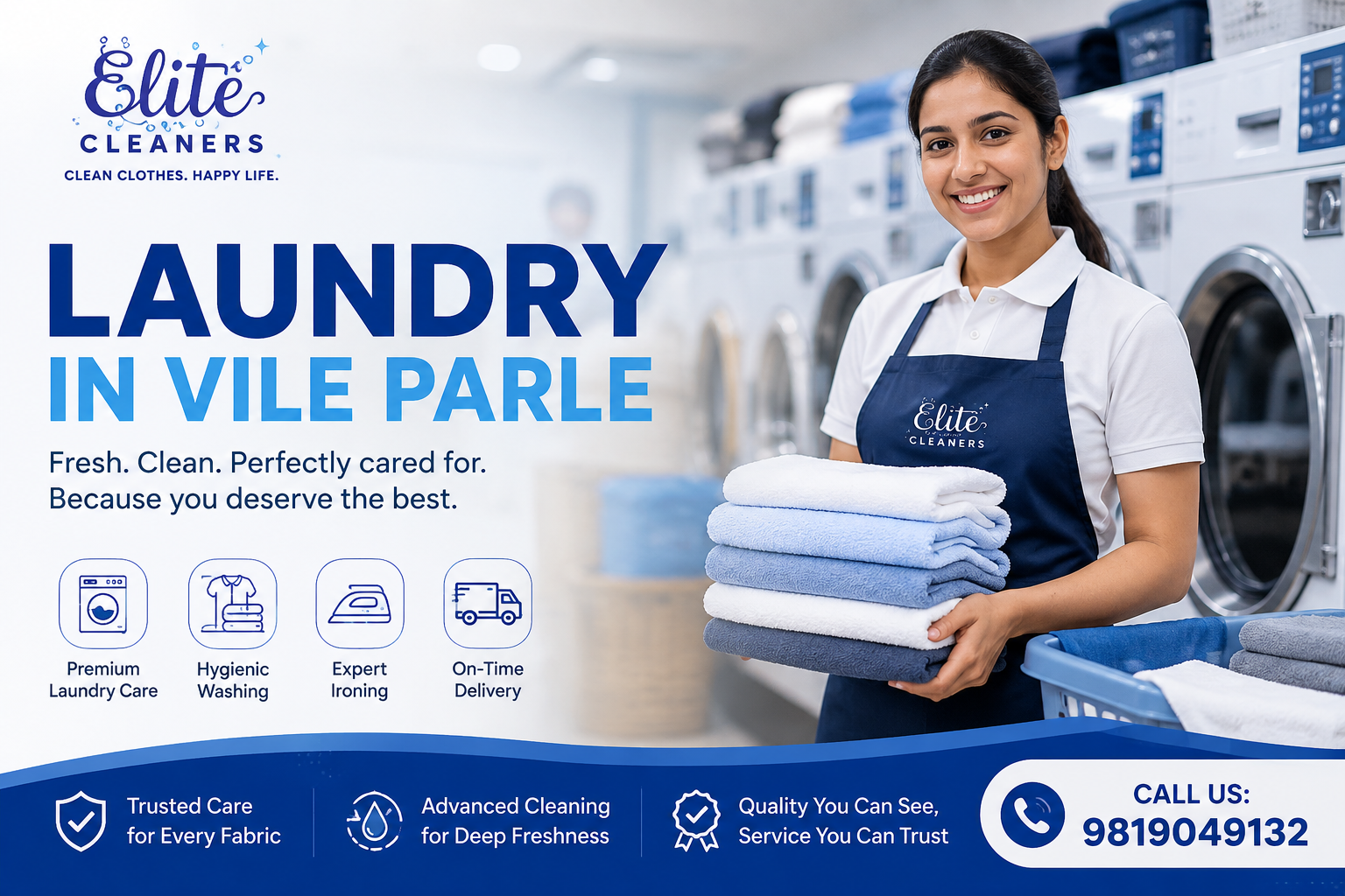Laundry services may include washing, drying, ironing, folding, stain treatment, garment care, and other cleaning options depending on the provider and garment type.