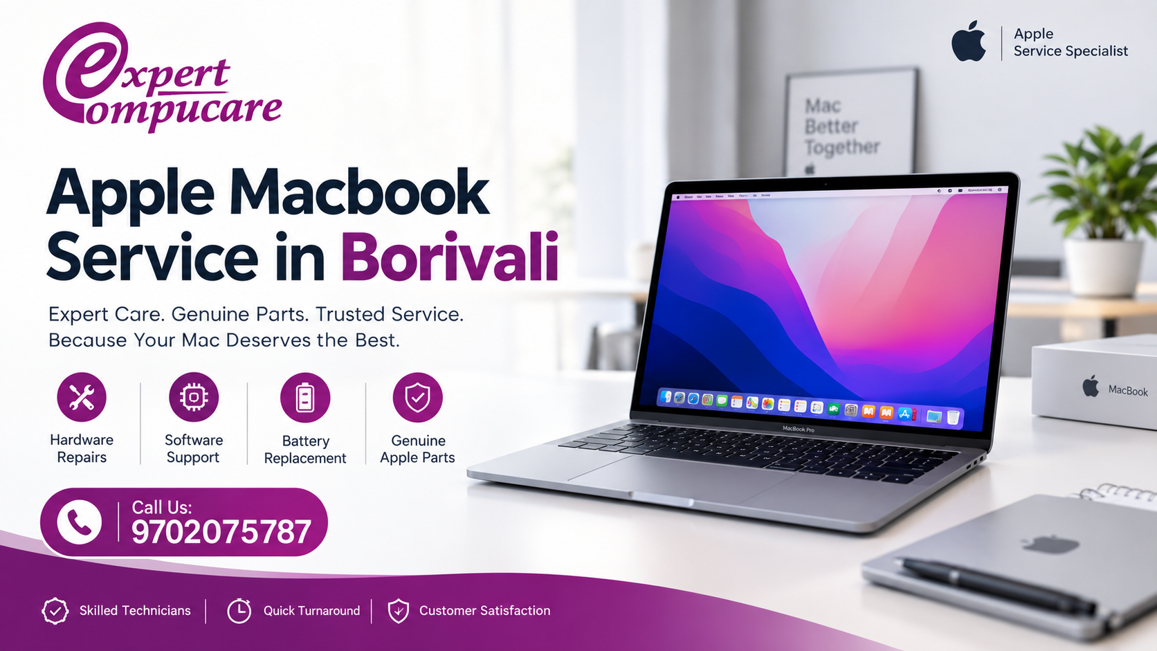 Expert Compucare – Apple MacBook Service in Borivali with professional MacBook repair, genuine Apple parts, battery replacement, software support, and trusted technicians.